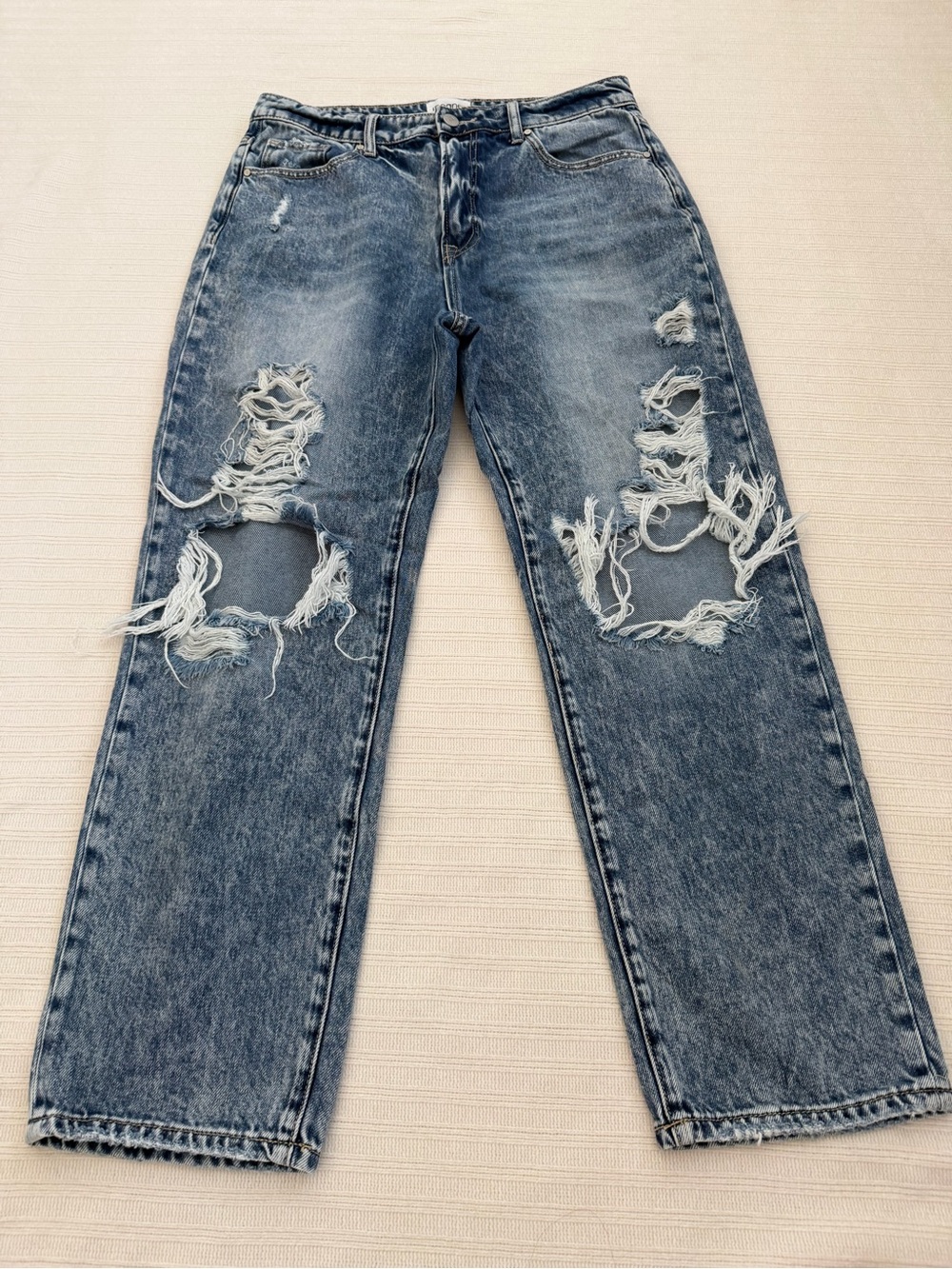 Insane Gene High Rise Distressed Straight Leg Jeans Acid Wash Size 11 / 29 BeS1